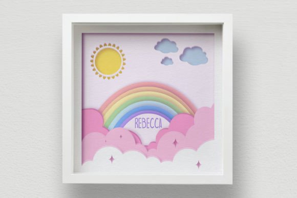 3D Baby Shower Box SVG: A Rainbow Layered Design