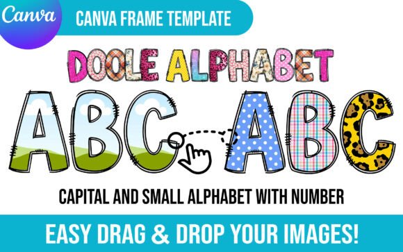 Canva Frame Doodle Alphabet: Editable Hand-Drawn Style