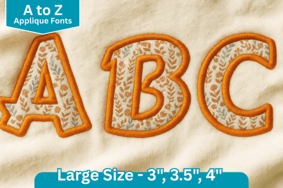 Comic Applique Embroidery Font: Bold Handmade Style