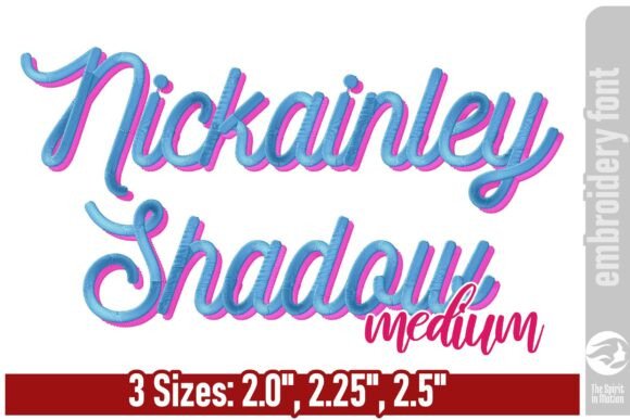 Modern Monoline Script: Nickainley Shadow Embroidery Font