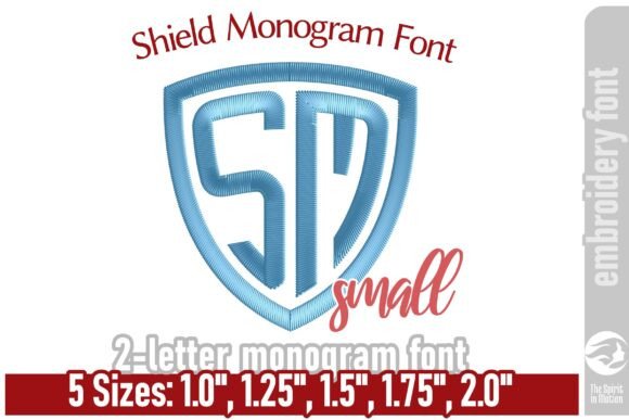 Shield Monogram Embroidery Font: Small & Bold Personalization