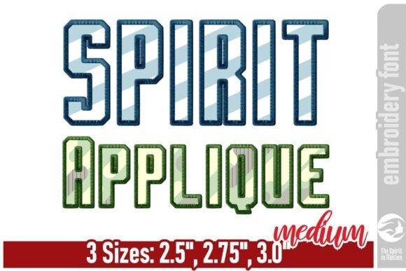 Spirit Applique Embroidery Font - Medium: Bold College Style
